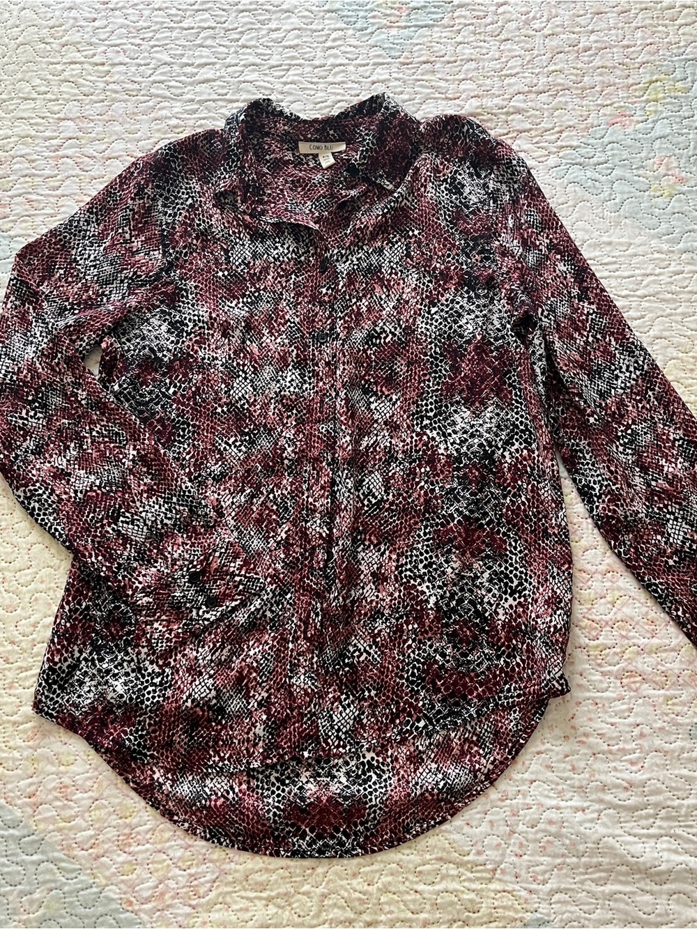 *Free with $35 Purchase* Snake-Print Button-Up Blouse